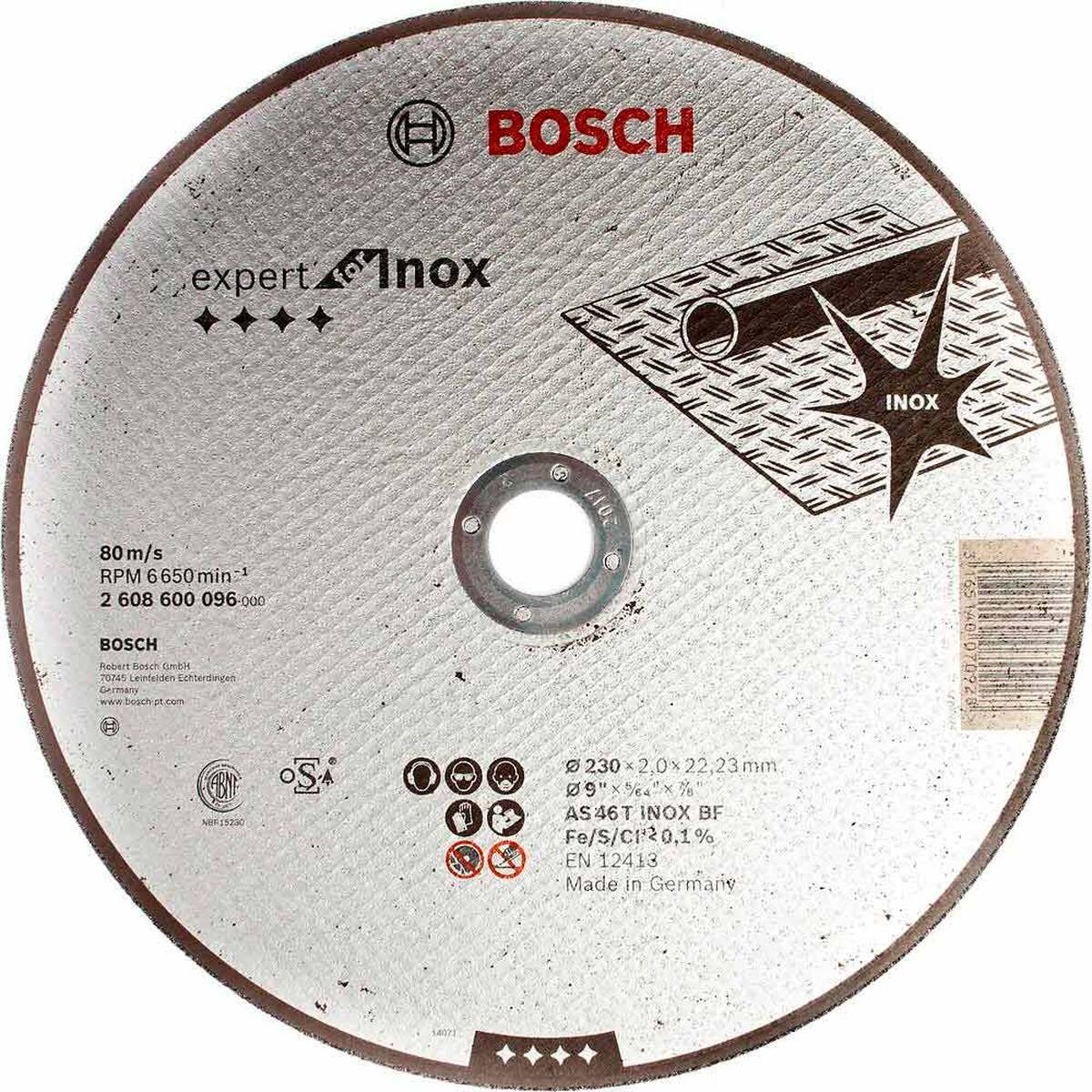Круг отрезной по нержавеющей стали Bosch Expert for Inox 230х2х22.2мм (096) — Фото 1