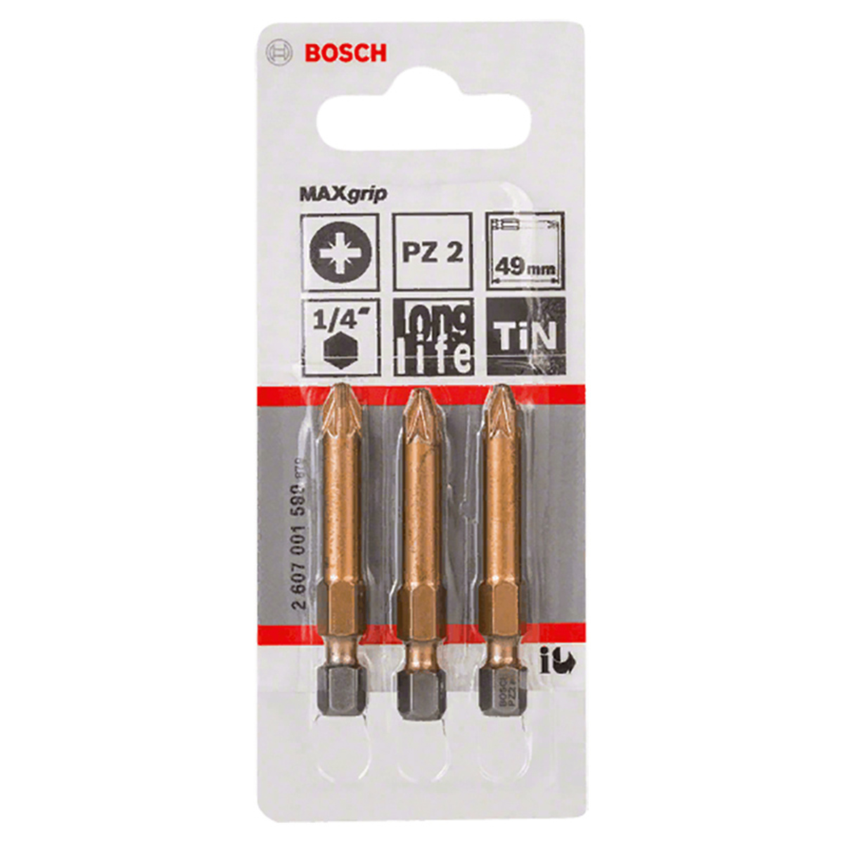 Набор бит Bosch PZ2х49мм TIN 3шт (599) — Фото 1