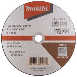 Круг отрезной по нержавеющей стали Makita WA36R 230х2х22,23мм (D-18792) — Фото 1