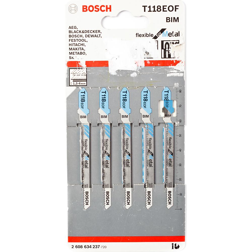 Набор пилок для лобзика по металлу Bosch T118EOF 83мм 5шт (237) — Фото 1