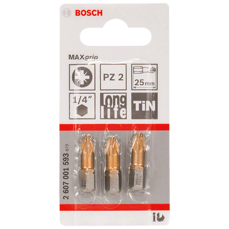 Набор бит Bosch PZ2х25мм TIN 3шт (593) — Фото 2