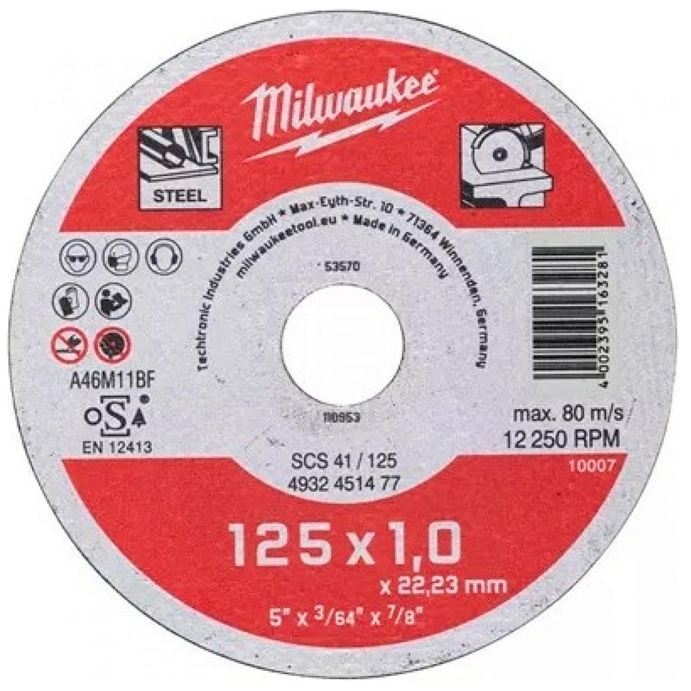Круг отрезной по металлу Milwaukee SCS 125x1x22.2мм (477) — Фото 2